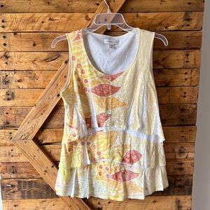 COLDWATER CREEK sleeveless top with beautiful yellow and gold colors